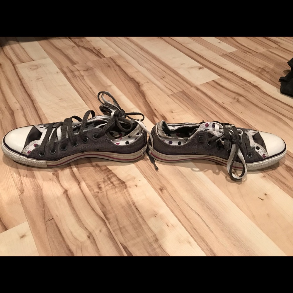 Double Layer Converse Low-Tops Gray Size 7 - image 3